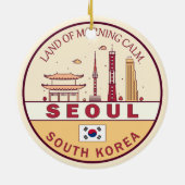Seoul South Korea City Skyline Emblem Keramik Ornament (Hinten)