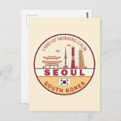 Seoul South Korea City Skyline Emblem Postkarte (Vorne/Hinten)