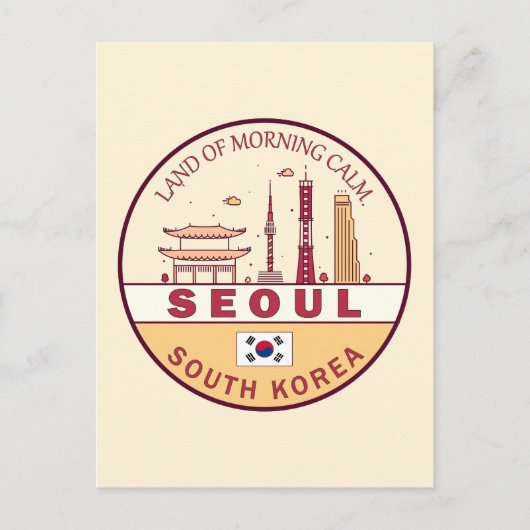 Seoul South Korea City Skyline Emblem Postkarte (Vorderseite)