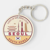 Seoul South Korea City Skyline Emblem Schlüsselanhänger (Rückseite)