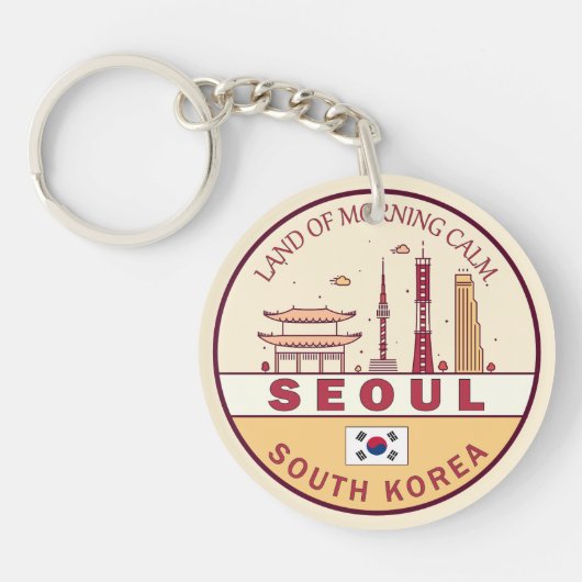 Seoul South Korea City Skyline Emblem Schlüsselanhänger (Vorderseite)