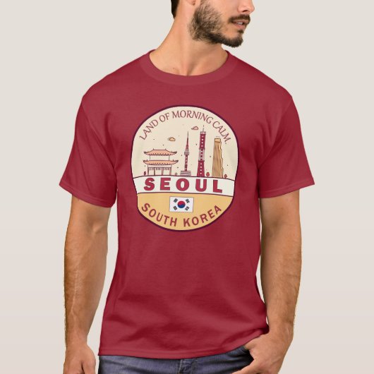 Seoul South Korea City Skyline Emblem T-Shirt (Vorderseite)