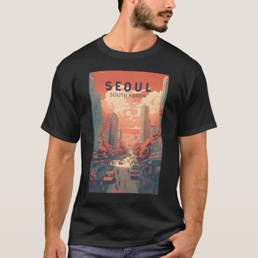 Seoul South Korea Illustration Art Vintag T-Shirt (Vorderseite)