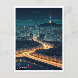 Seoul South Korea Night View Postkarte