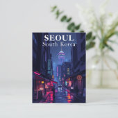 Seoul South Korea Noir Night City Postkarte (Stehend Vorderseite)