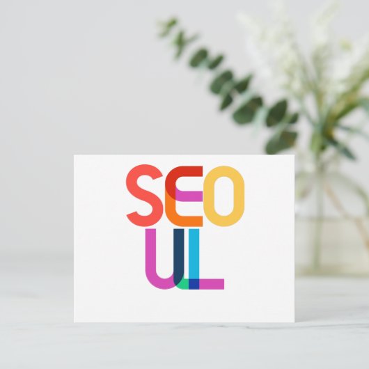 Seoul South Korea Pop Art Letters Postkarte (Stehend Vorderseite)
