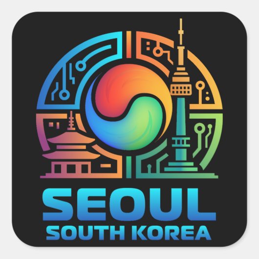 Seoul South Korea Quadratischer Aufkleber (Vorderseite)
