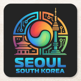 Seoul South Korea Rechteckiger Pappuntersetzer