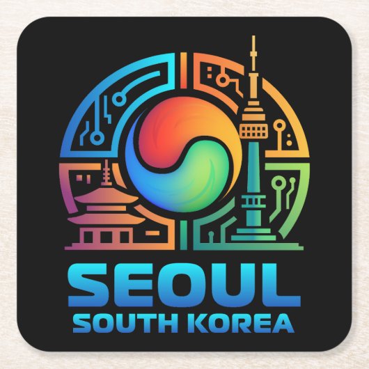 Seoul South Korea Rechteckiger Pappuntersetzer (Vorderseite)