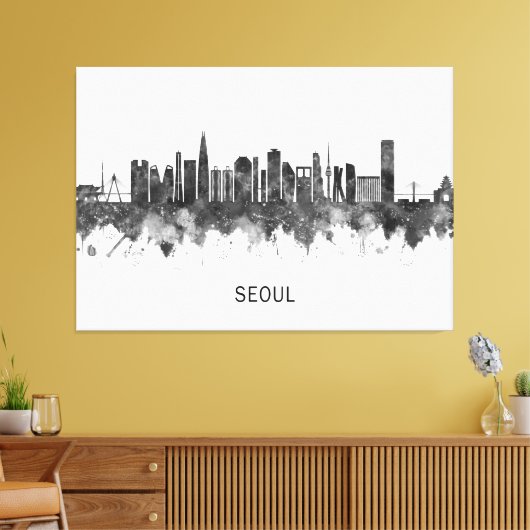 Seoul South Korea Skyline BW Leinwanddruck (Insitu (Wohnzimmer))
