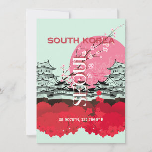 Seoul South Korea Travel Art Feiertagskarte