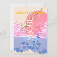 Seoul South Korea Travel Art, Pastel