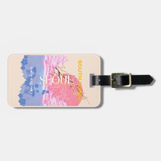 Seoul South Korea Travel Art, Pastel Gepäckanhänger (Vorderseite horizontal)
