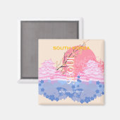 Seoul South Korea Travel Art, Pastel Magnet (Vorderseite/Rückseite)