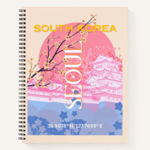 Seoul South Korea Travel Art, Pastel Notizblock