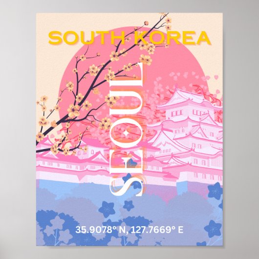 Seoul South Korea Travel Art, Pastel Poster (Vorne)
