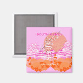 Seoul South Korea Travel Art, Pink Magnet (Vorderseite/Rückseite)