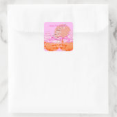 Seoul South Korea Travel Art, Pink Quadratischer Aufkleber (Tasche)