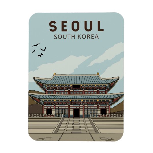 Seoul South Korea Travel Art Vintag Magnet (Vertikal)