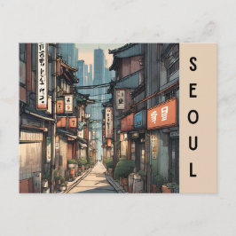 Seoul South korea vintage travel city scape Postkarte