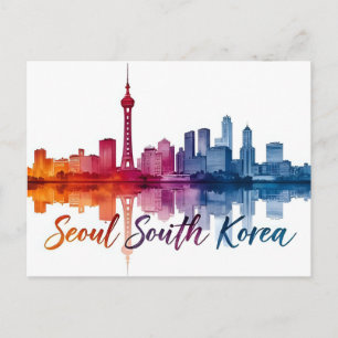 Seoul South Korea Watercolor Travel Art Postkarte