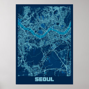 Seoul - South Korean Peace City Map Poster