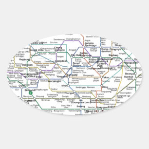 Seoul Subway Map Ovaler Aufkleber