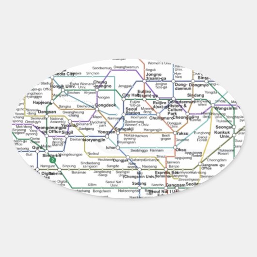 Seoul Subway Map Ovaler Aufkleber (Vorderseite)