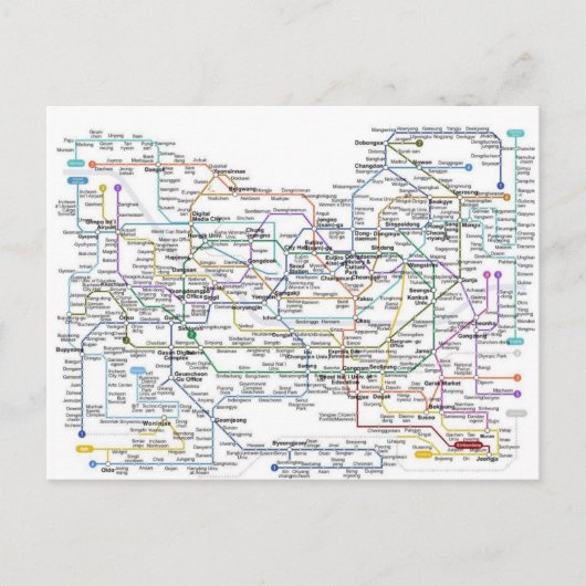 Seoul Subway Map Postkarte (Vorderseite)