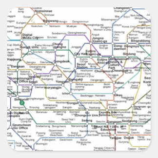 Seoul Subway Map Quadratischer Aufkleber
