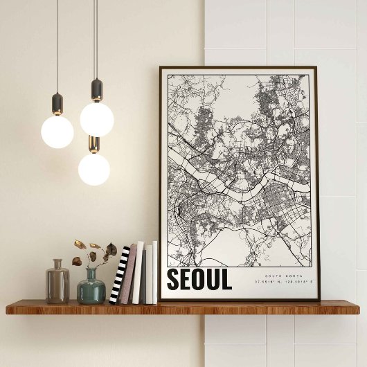 Seoul Südkorea 서 울 Minimalistische Karte Poster