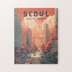 Seoul Südkorea Illustration Kunst Vintage Puzzle