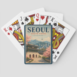 Seoul Südkorea Illustration Reise Kunst Vintage Spielkarten