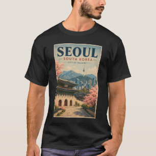 Seoul Südkorea Illustration Reise Kunst Vintage T-Shirt