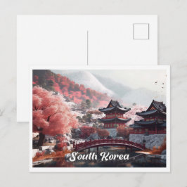 Seoul Südkorea Kunst Vintage Reise Illustration Postkarte