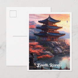 Seoul Südkorea Kunst Vintage Reise Illustration Postkarte