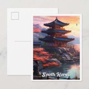 Seoul Südkorea Kunst Vintage Reise Illustration Postkarte