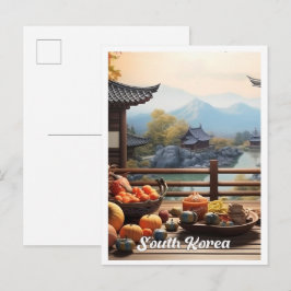 Seoul Südkorea Kunst Vintage Reiseillustration Postkarte