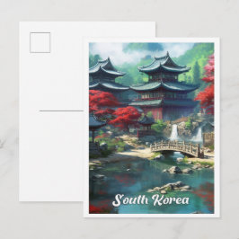 Seoul Südkorea Kunst Vintage Reiseillustration Postkarte