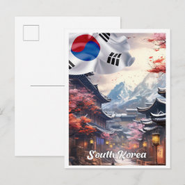 Seoul Südkorea Kunst Vintage Reiseillustration Postkarte