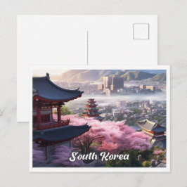 Seoul Südkorea Kunst Vintage Reiseillustration Postkarte
