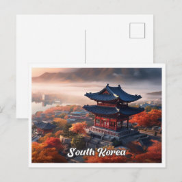 Seoul Südkorea Kunst Vintage Reiseillustration Postkarte