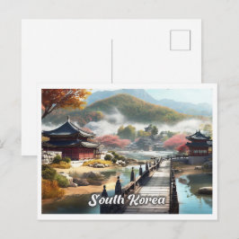 Seoul Südkorea Kunst Vintage Reiseillustration Postkarte