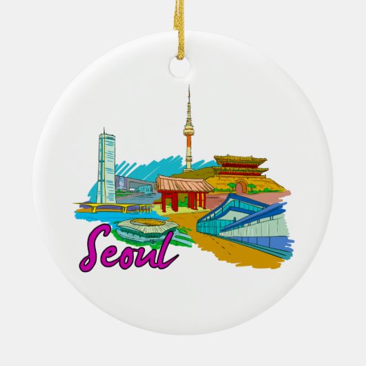 Seoul - SüdKorea.png Keramik Ornament (Hinten)