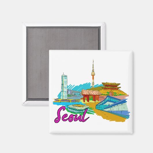 Seoul - Südkorea.png Magnet (Vorderseite/Rückseite)