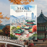 Seoul, Südkorea Postkarte<br><div class="desc">Entdecken Sie Seoul, Südkorea, durch eine weiche Aquarelllinse mit dieser Postkarte im Vintagen Stil, die die ikonische Mischung aus alten Traditionen und modernster Moderne der Stadt aufnimmt. Dieses Kunstwerk illustriert wunderbar den historischen Gyeongbokgung Palast, das ruhige Bukchon Hanok Village und die lebhaften Myeongdong Straßen, die alle in zarten Tönen bemalt...</div>