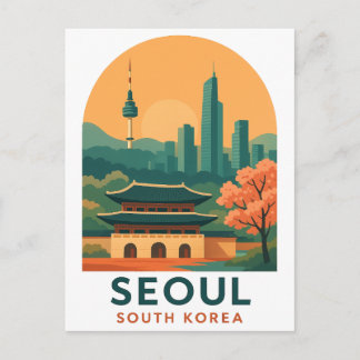 Seoul Südkorea Postkarte – Vintage Reise Kunst