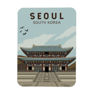 Seoul Südkorea Reise Kunst Vintage Magnet