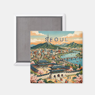 Seoul Südkorea Reise Kunst Vintage Magnet