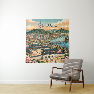 Seoul Südkorea Reise Kunst Vintage Wandteppich